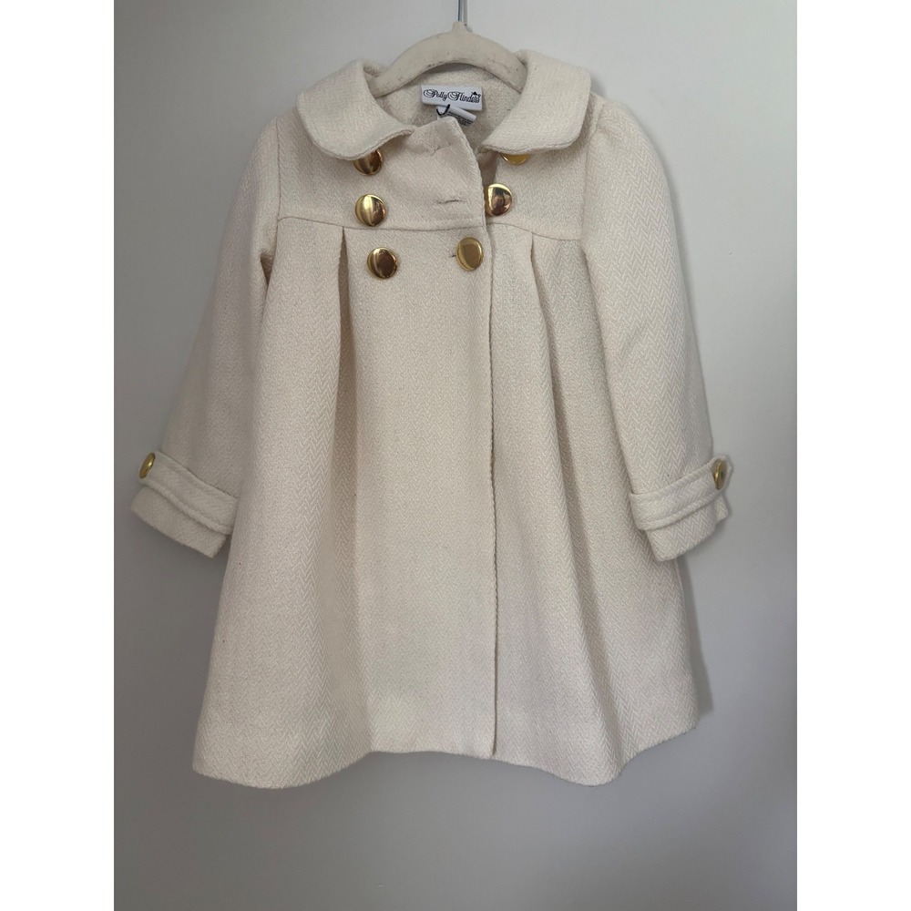 Vintage Polly Flinders Heirloom Ivory Dress Coat Toddler Girls Herringbone 2T
